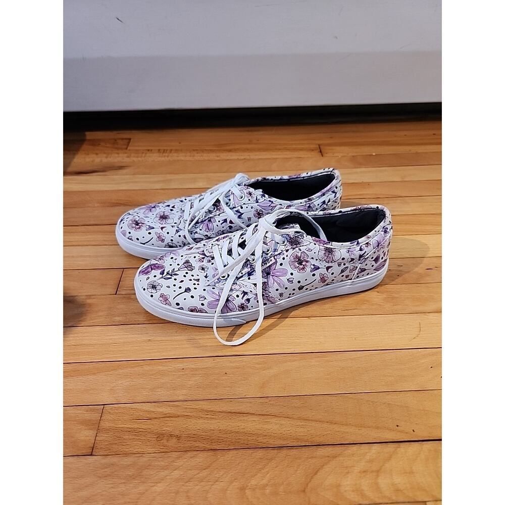 Vans White Low-Top Sneakers with Lavender Floral Print
